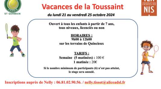 Stage enfants vacances de la Toussaint (Octobre 2024)